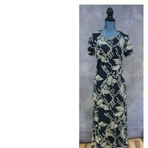 Hilo Hattie Hawaiian Dress Blue Tropical Floral M